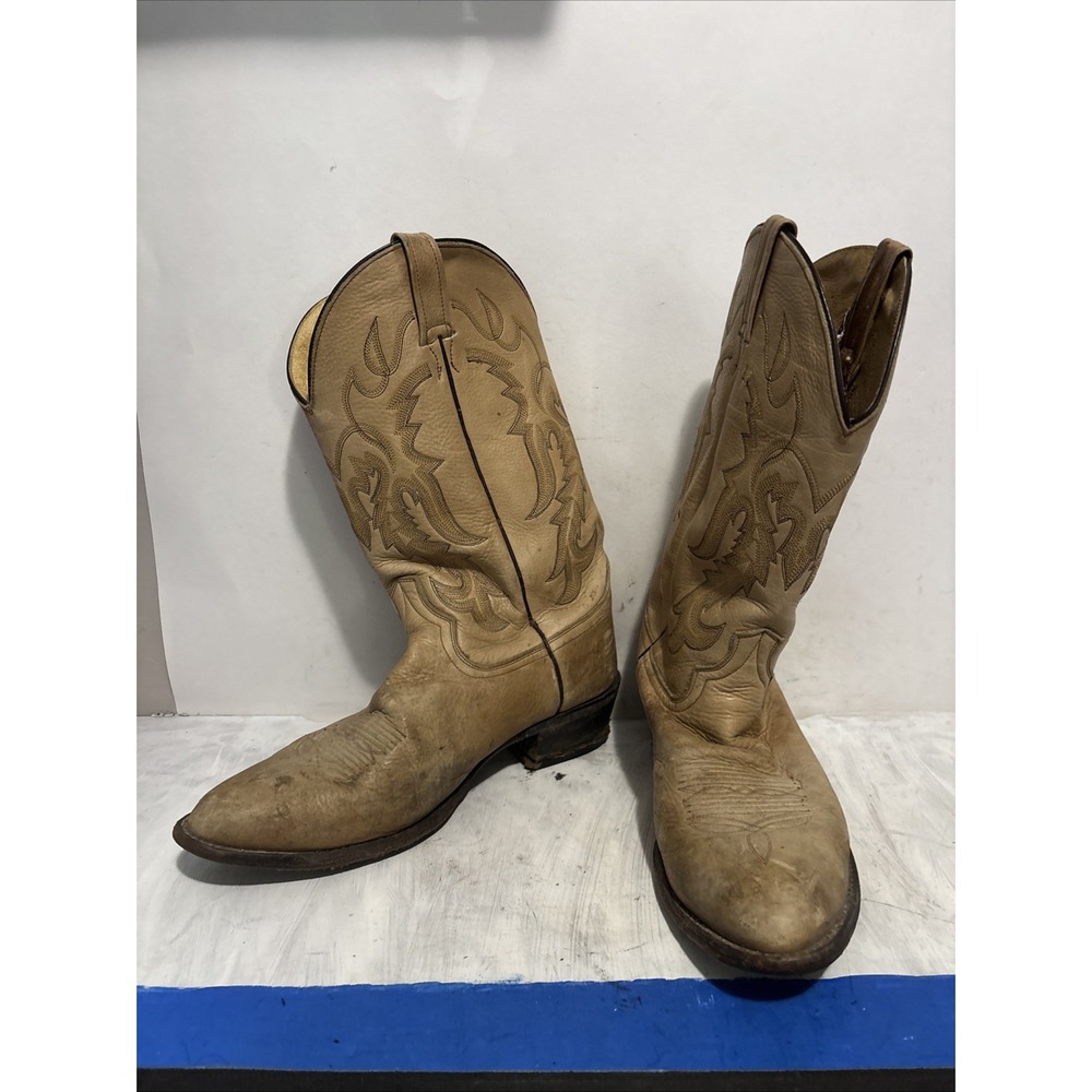 Dan Post Tan Leather Western Cowboy Boots Mens Size 10 EW Tan Brown